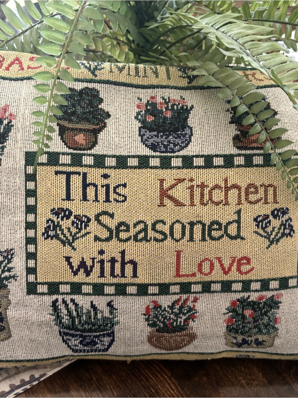 Cottagecore Needlepoint Cross-stitch Kitchen Herb Pillow
